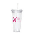 24 oz Doublewall Clear Acrylic Tumbler with Color Straw